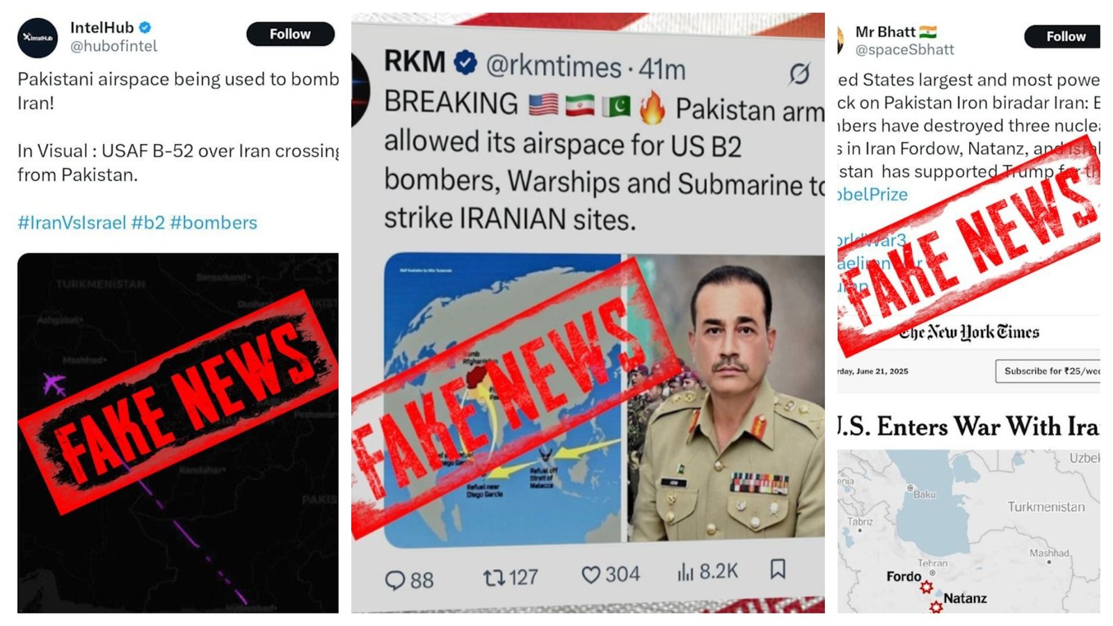 امریکا کا ایرانی تنصیبات پر حملہ، پاکستانی فضائی حدود استعمال کرنے کی خبر یں جھوٹ نکلیں