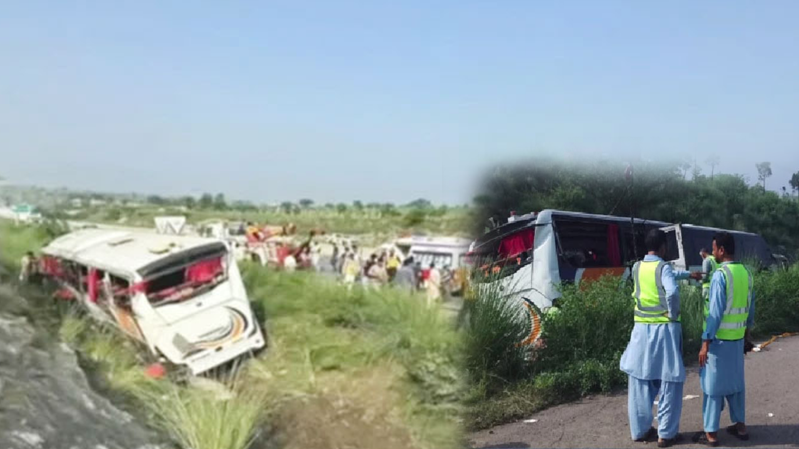 چکوال، جامشورہ  میں 2 مختلف بس حادثات، 10 افراد جاں بحق، خواتین اور بچوں سمیت درجنوں زخمی