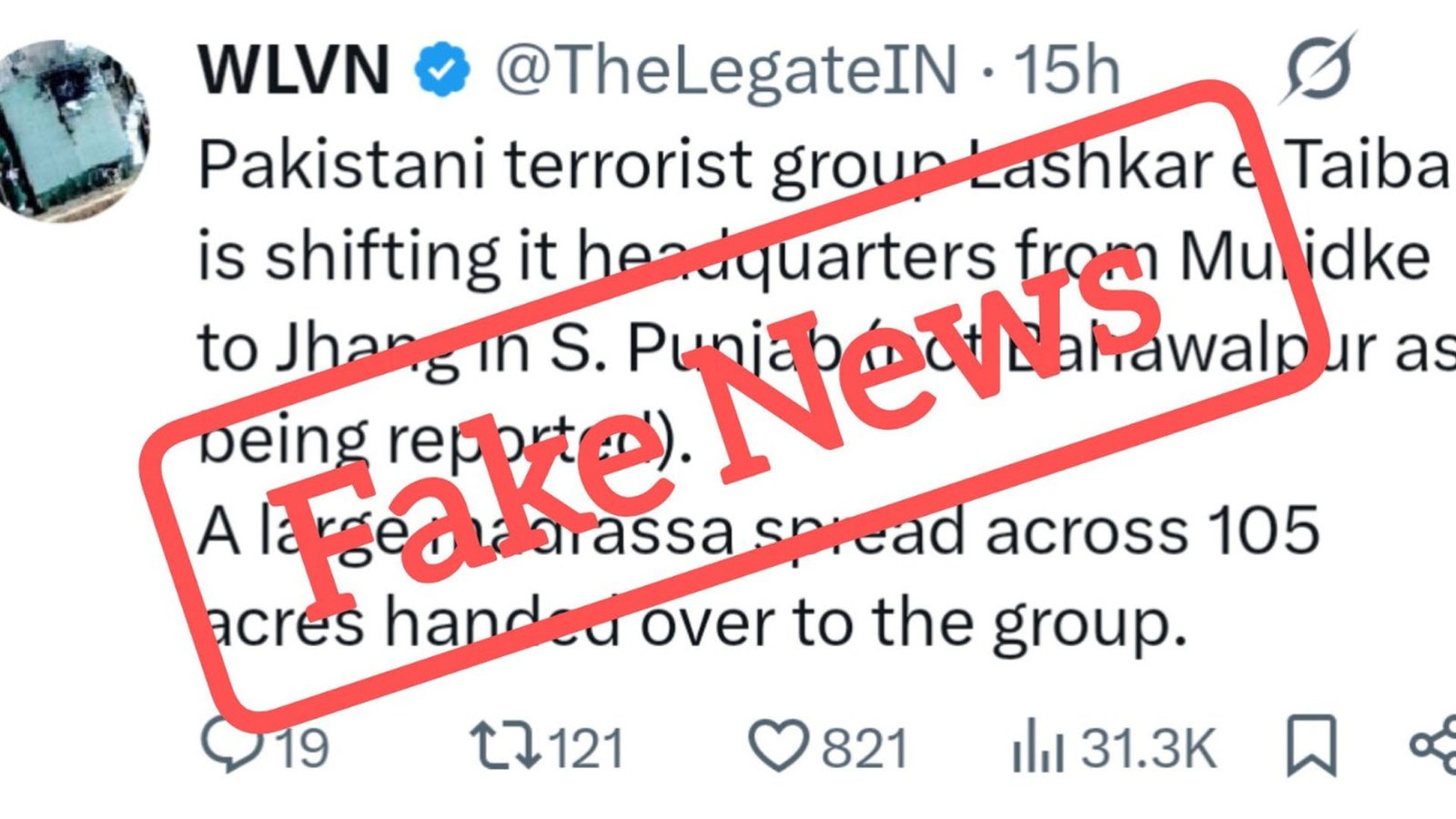 آزاد فیکٹ چیک نے بھارت کا جھنگ میں 105 ایکڑ مدرسے کا جھوٹا دعویٰ بے نقاب کردیا
