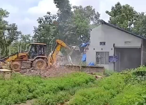 Houses are being bulldozed.