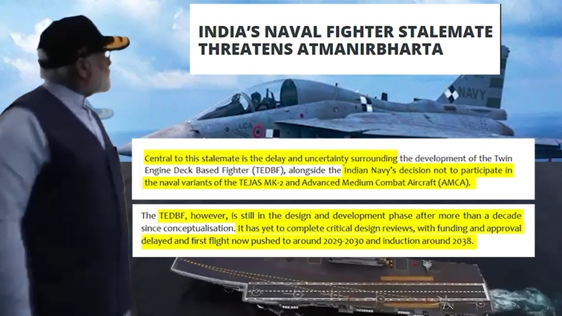 مودی کا “آتم نربھرتا” خواب چکنا چور، بھارتی بحریہ کی فضائی طاقت کا مستقبل مشکوک