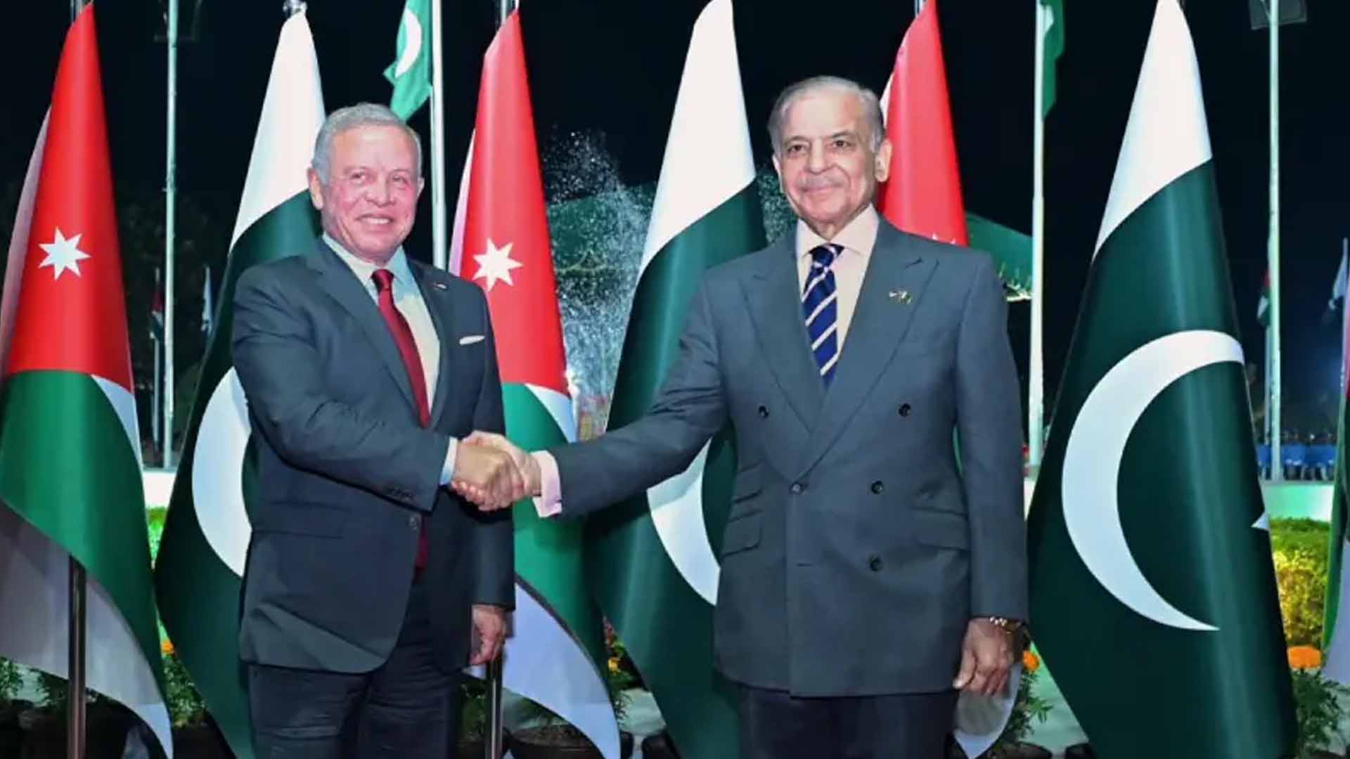 وزیراعظم شہباز شریف اور شاہ عبداللہ دوم کی ملاقات، دوطرفہ تعاون کے فروغ پر اتفاق