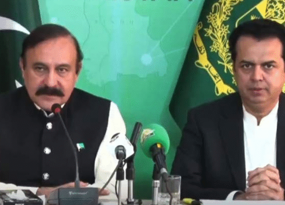 Tariq Fazal and Talal Chaudhry are holding a press conference.