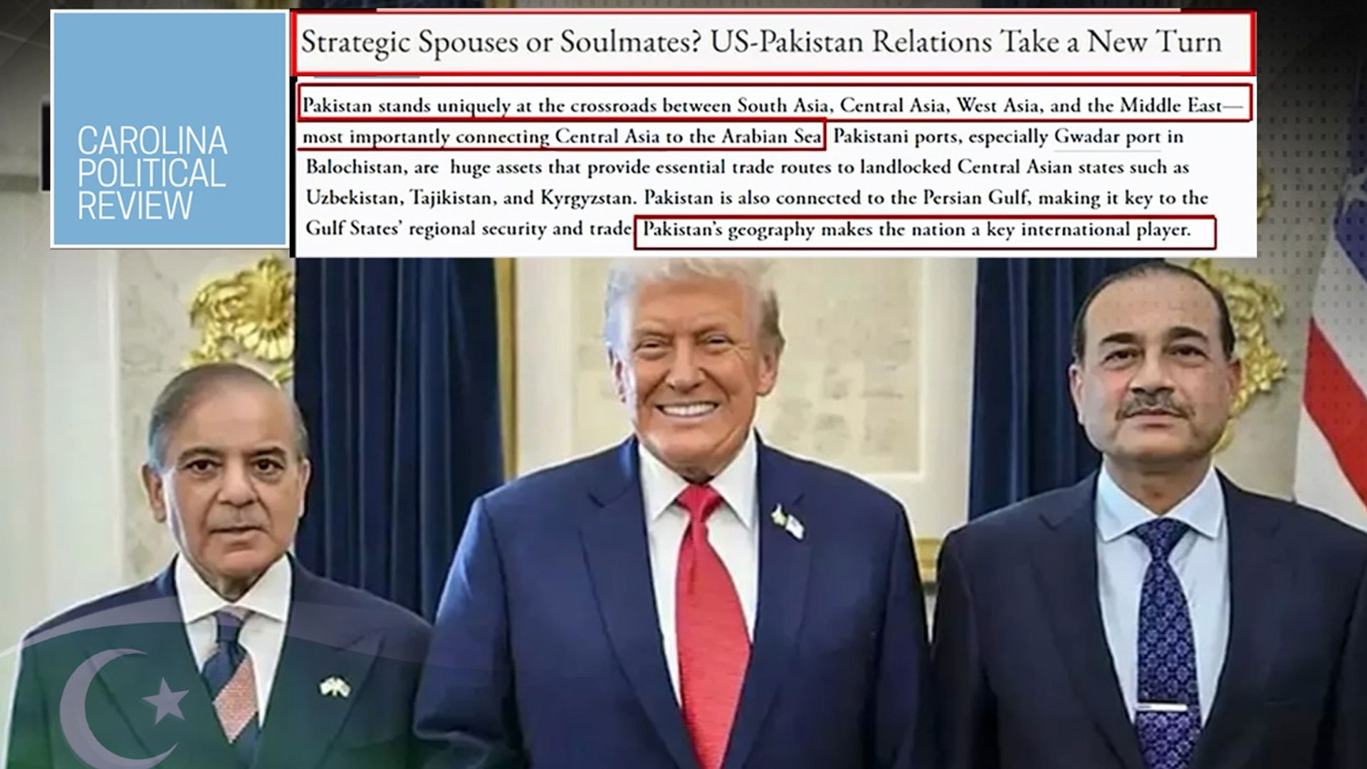 مؤثر سفارت کاری اور دفاعی صلاحیت نے پاکستان کو عالمی سیاست میں دوبارہ مرکزی مقام دلا دیا، کیرولائنا پولیٹیکل ریویو کی رپورٹ