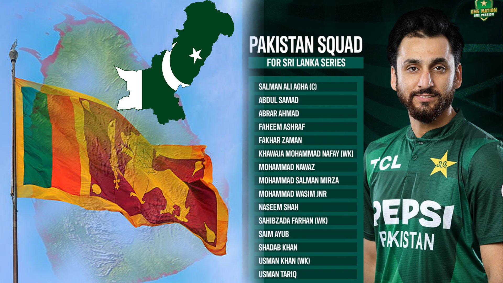 سری لنکا کے خلاف ٹی20 انٹرنیشنل سیریز کے لیے پاکستان کے 15 رکنی اسکواڈ کا اعلان