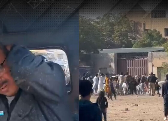 پی ٹی آئی پتھرائو پولیس اہلکار زخمی