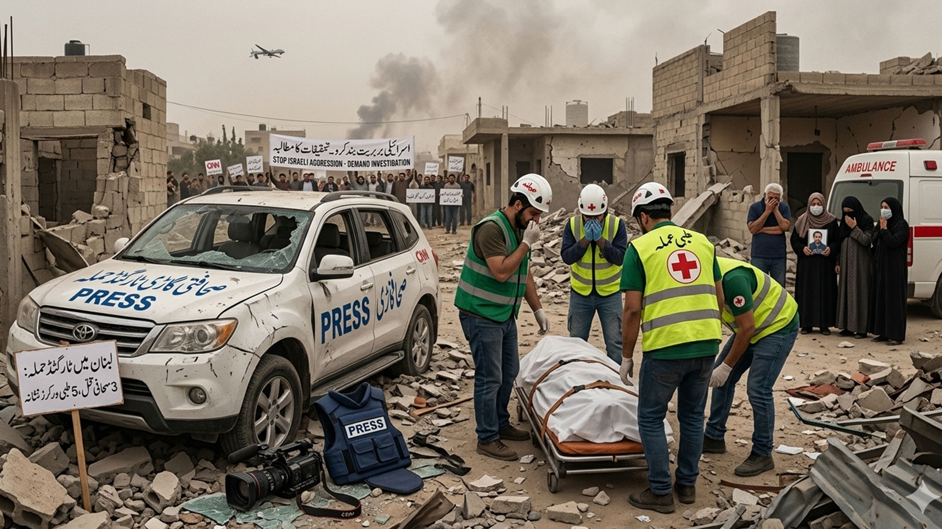 اسرائیل نے صحافت کا گلا دبا دیا، لبنان میں 3 صحافیوں کی ٹارگٹ کلنگ، بچانے والے 5 طبی ورکز بھی صہیونی بربریت کی نذر
