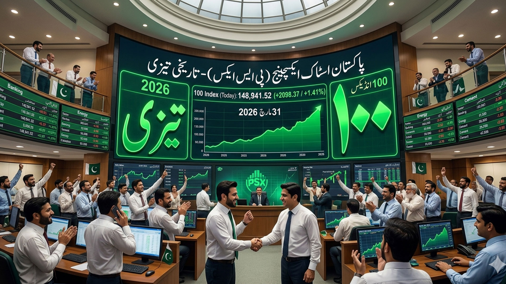 سرمایہ کاروں کی چاندی: 2098 پوائنٹس کے بڑے اضافے کے ساتھ پاکستان اسٹاک ایکسچینج میں ریکارڈ توڑ کاروبار