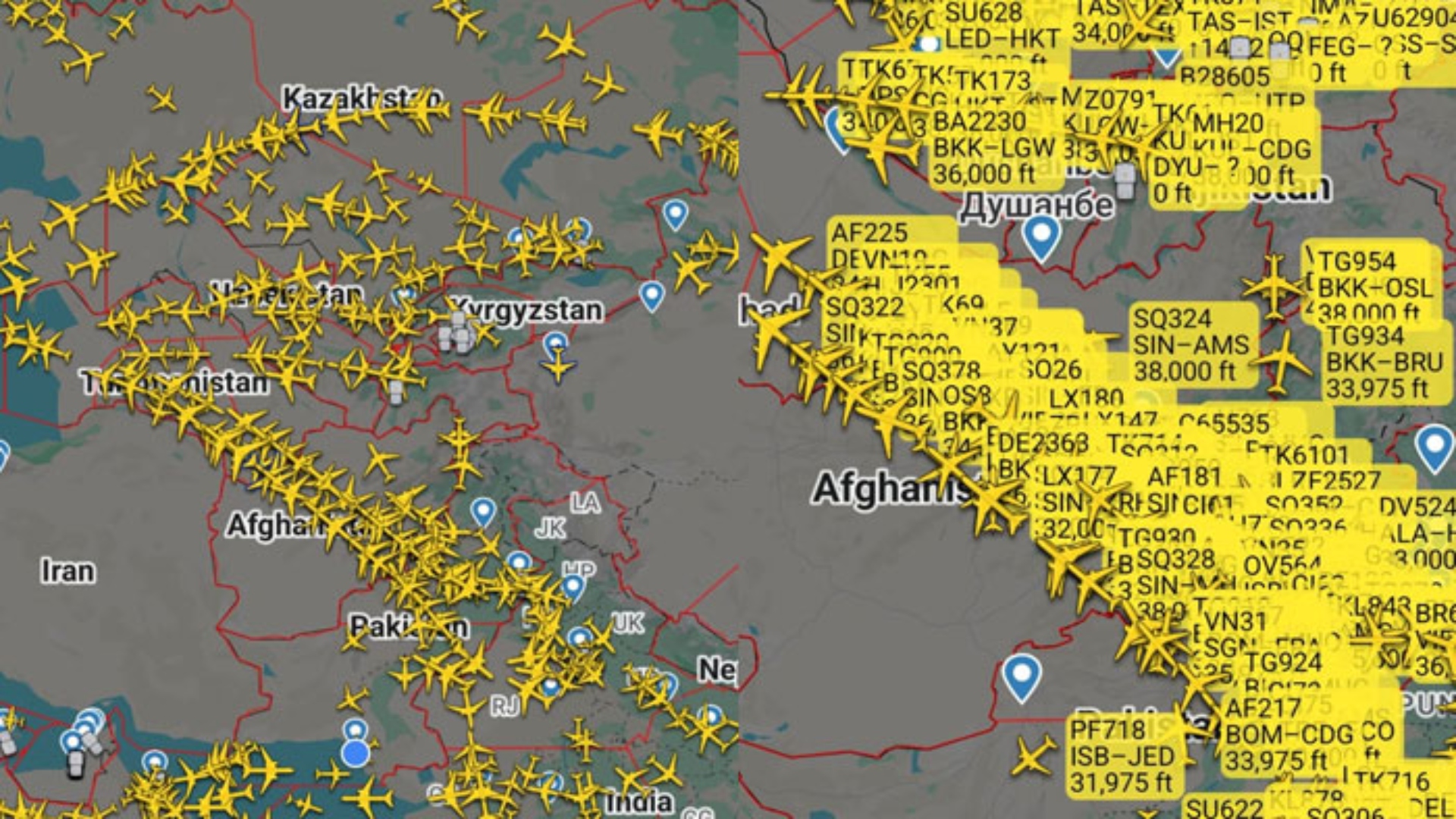 پاک افغان حدود سے گزرنے والے متعدد روٹس مصروف ترین فضائی کوریڈورز میں شامل