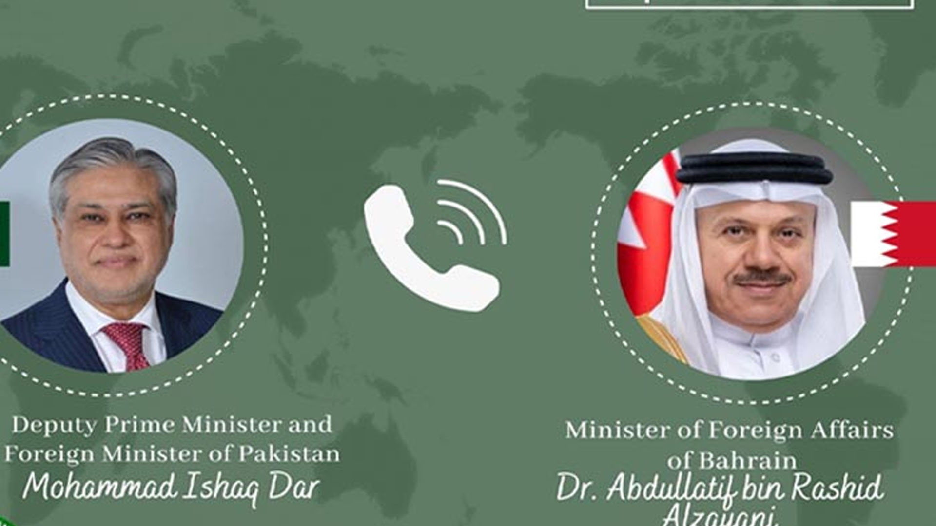 اسحاق ڈار کا بحرین کے وزیرخارجہ سے رابطہ، خطے کی صورتحال پر تبادلہ خیال