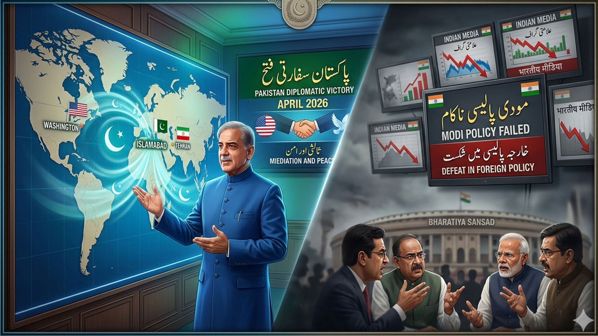 عالمی سفارت کاری میں پاکستان کا بلند کردار، بھارتی تجزیہ کار مودی سرکار پر برس پڑے