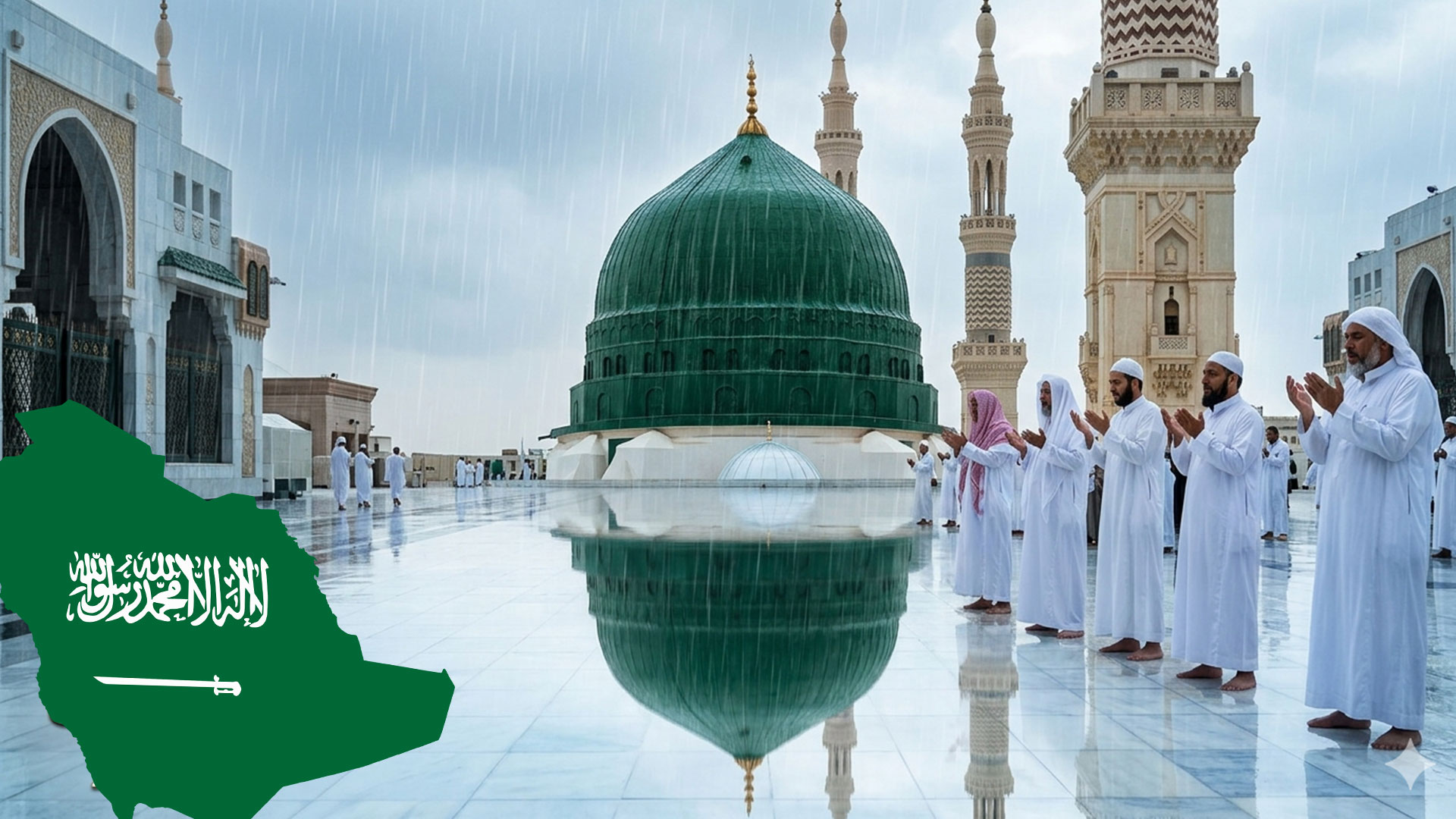 گنبدِ خضریٰ پر برستی بارش کے سحر انگیز مناظر، بارانِ رحمت سے شہرِ نبیﷺ کا موسم خوشگوار ہو گیا