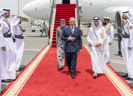 وزیراعظم شہباز شریف کا قطر پہنچنے پر پرتپاک استقبال