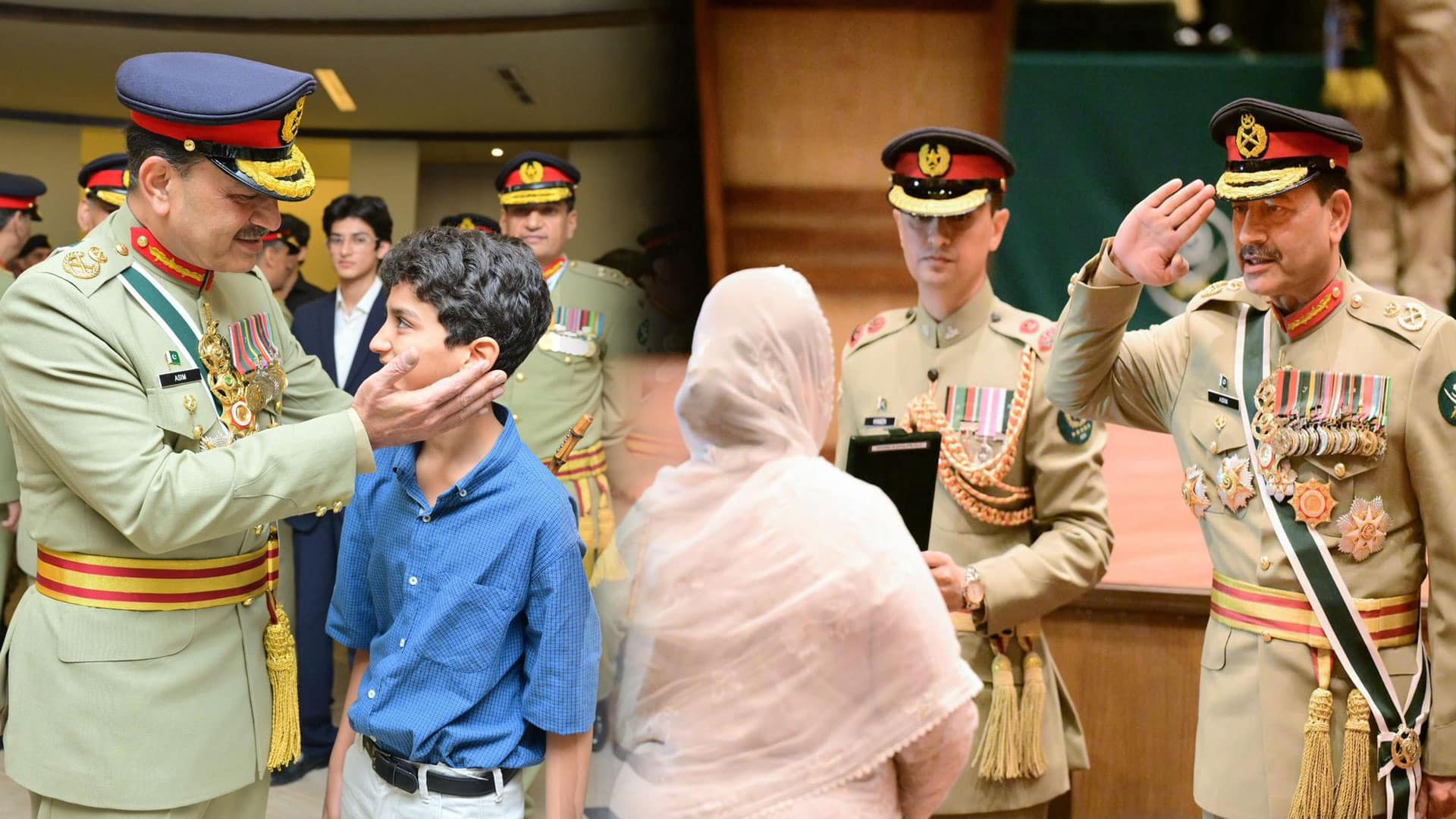جی ایچ کیو میں پروقار تقریب، فیلڈ مارشل سید عاصم منیر نے شہدا کے خاندانوں، افسران اور جوانوں کو فوجی اعزازات سے نواز دیا