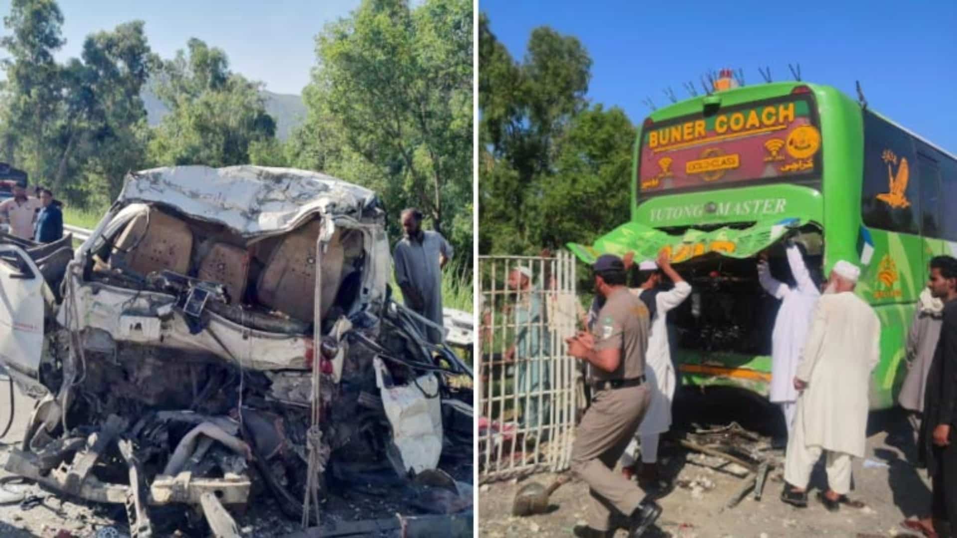 سوات ایکسپریس وے پر مسافر بس اور وین میں تصادم ،16 مسافر جاں بحق
