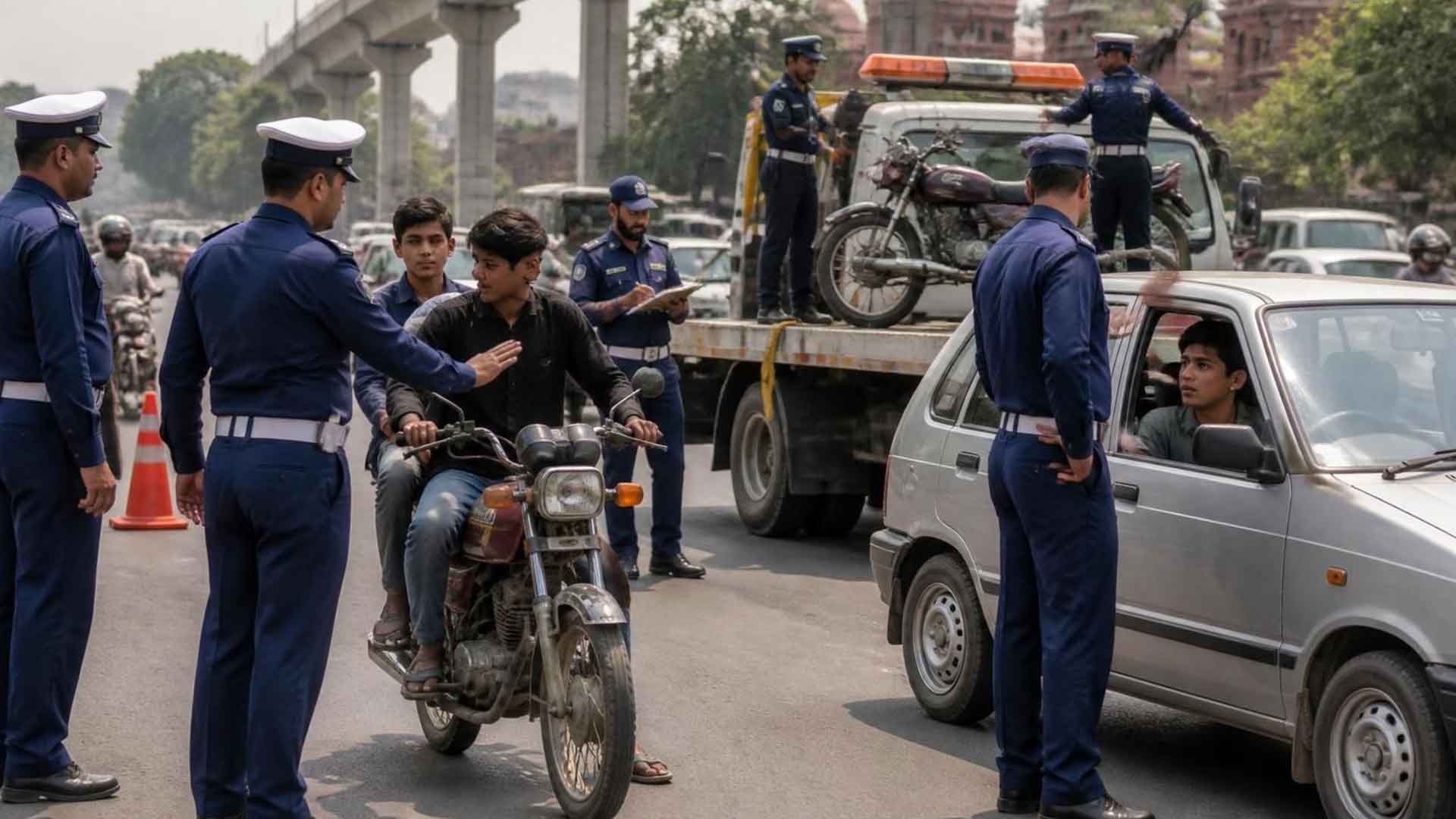 بغیر لائسنس اور کم عمر ڈرائیورز کے خلاف بڑا ایکشن، گاڑیاں اور موٹرسائیکلیں بند