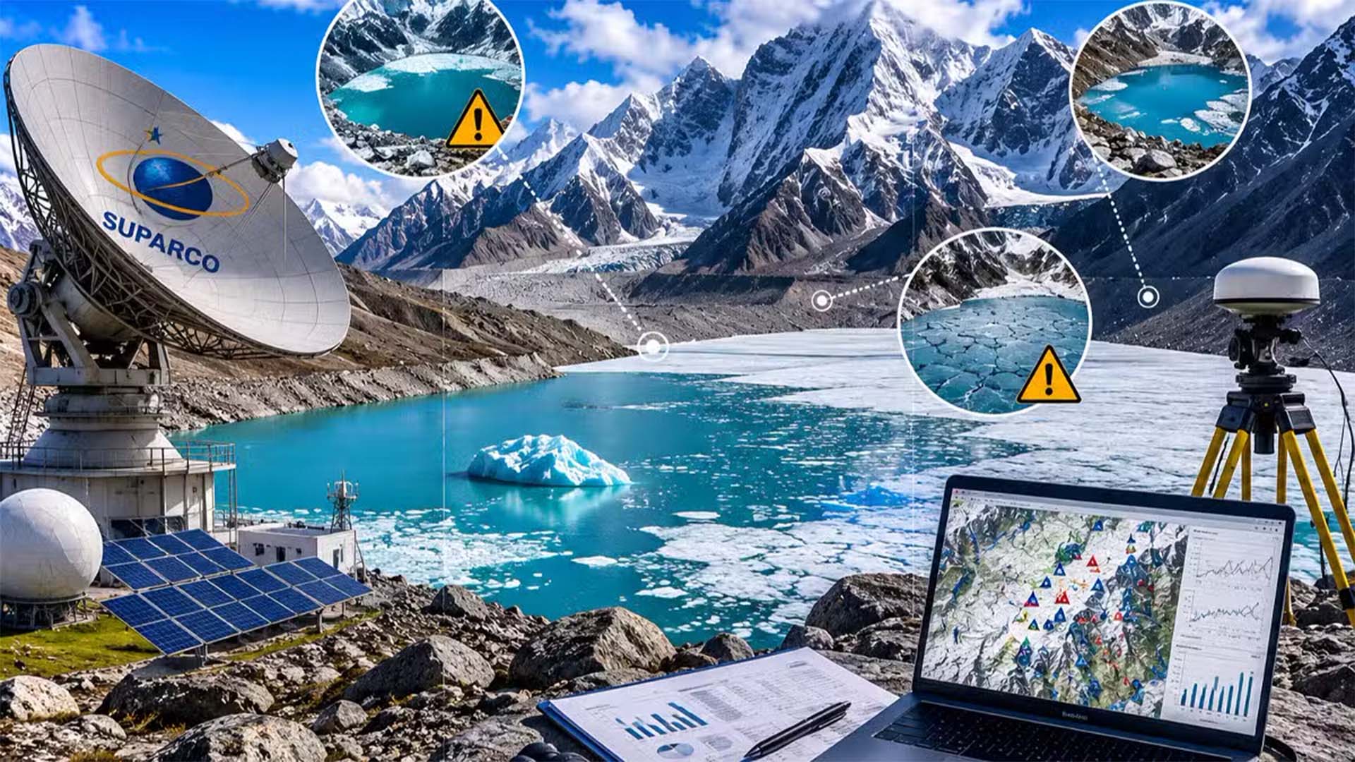 سپارکو کا بڑا انکشاف، سیٹلائٹ تصاویر سے 130 خطرناک برفانی جھیلیں سامنے آگئیں
