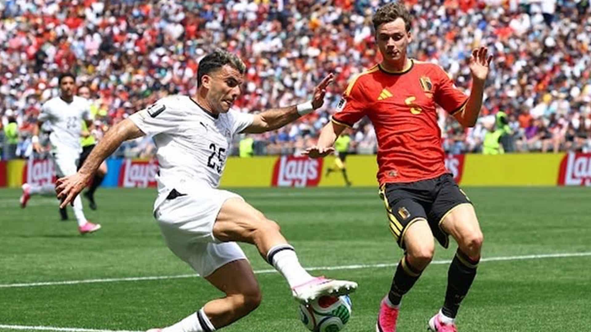 فیفا ورلڈکپ 2026 ، مصر اور بیلجیئم کا میچ 1-1 گول سے برابر