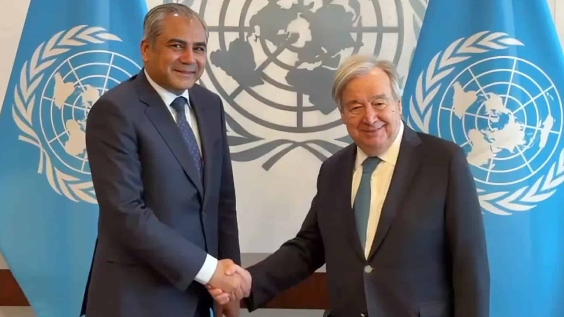 وزیرداخلہ محسن نقوی کی سیکریٹری جنرل اقوامِ متحدہ انتونیو گوتریس سے ملاقات
