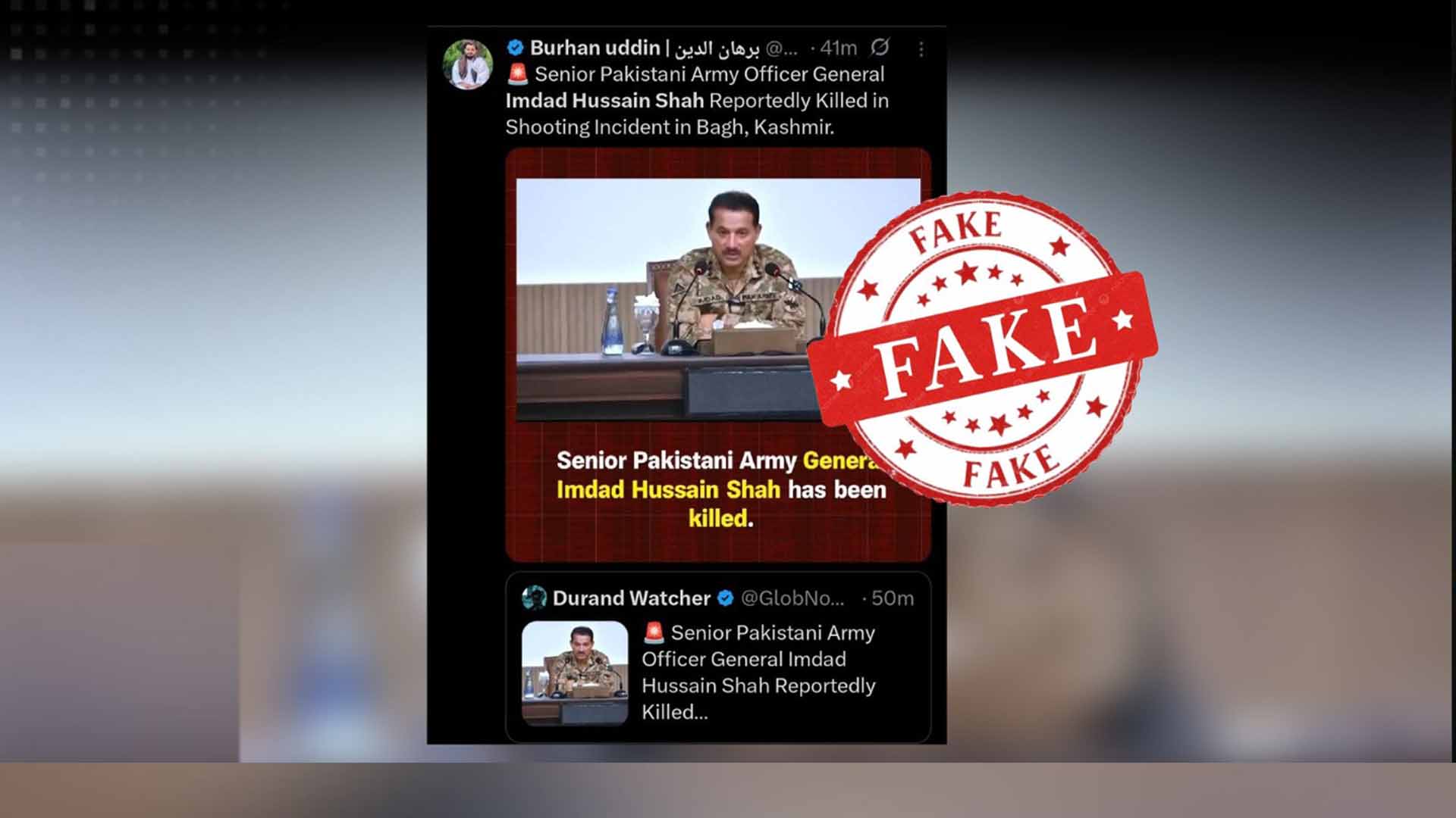 پاک فوج کے اعلیٰ افسر کے بارے میں بھارتی و افغانی سوشل میڈیا کا من گھڑت پروپیگنڈا  بے نقاب