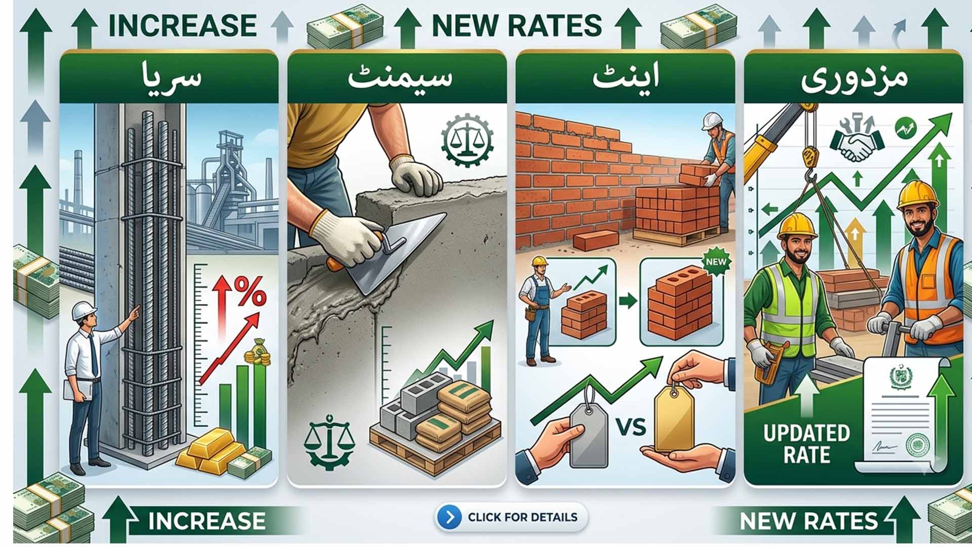 سریا، سیمنٹ، اینٹ اور مزدوری کے سرکاری ریٹس میں بڑی تبدیلی، نئی فہرست جاری