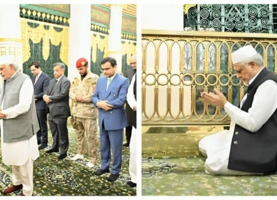 نائب وزیراعظم اسحاق ڈار کی مسجد نبوی ﷺ میں حاضری، پاکستان و امتِ مسلمہ کیلئے خصوصی دعائیں