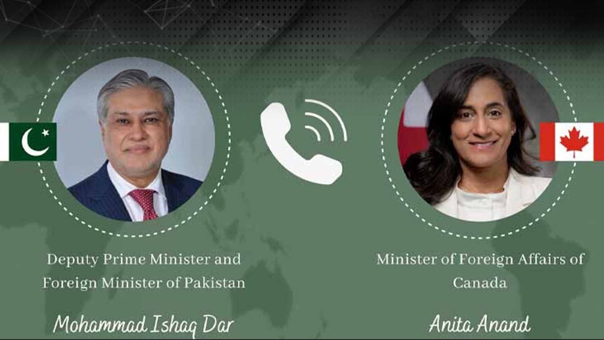 اسحاق ڈار کی کینیڈین ہم منصب سے ٹیلیفونک گفتگو،خطے کی صورتحال پر تبادلہ خیال