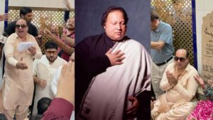 نصرت فتح علی خان کی مزار پر قوالی، نوٹوں کی بارش پر مداح برہم