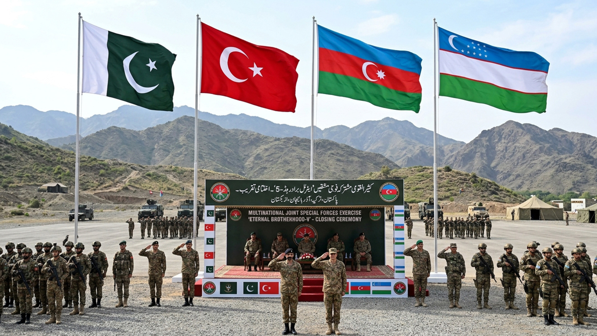 پاکستان، ترکیہ اور ازبکستان سمیت 5 ممالک کی کثیر القومی مشترکہ فوجی مشقیں ’ایٹرنل برادرہڈ-5‘ کامیابی سے مکمل