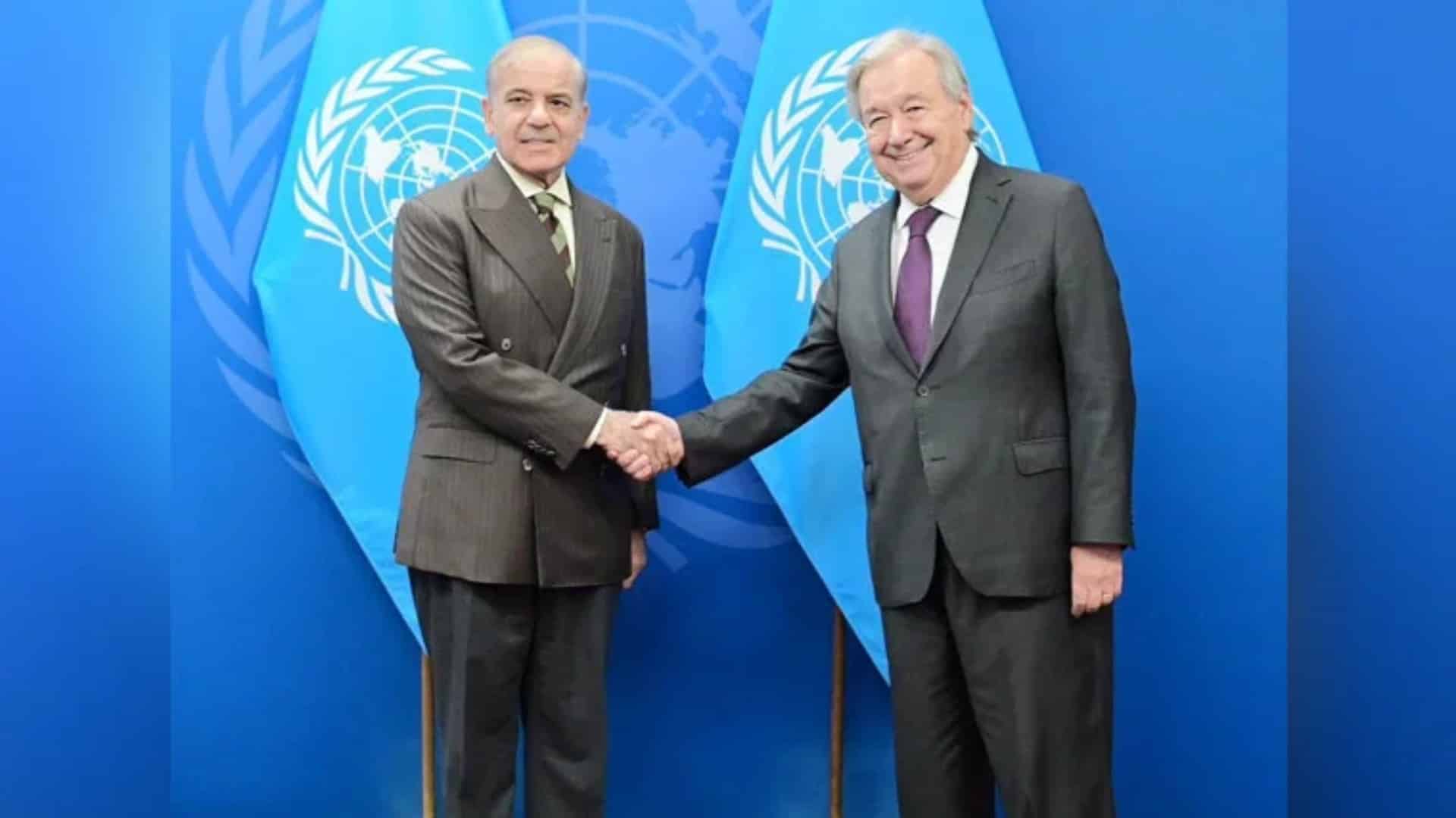 وزیراعظم کی اقوام متحدہ کے سیکرٹری جنرل سے ملاقات، علاقائی و عالمی امور پر تبادلہ خیال