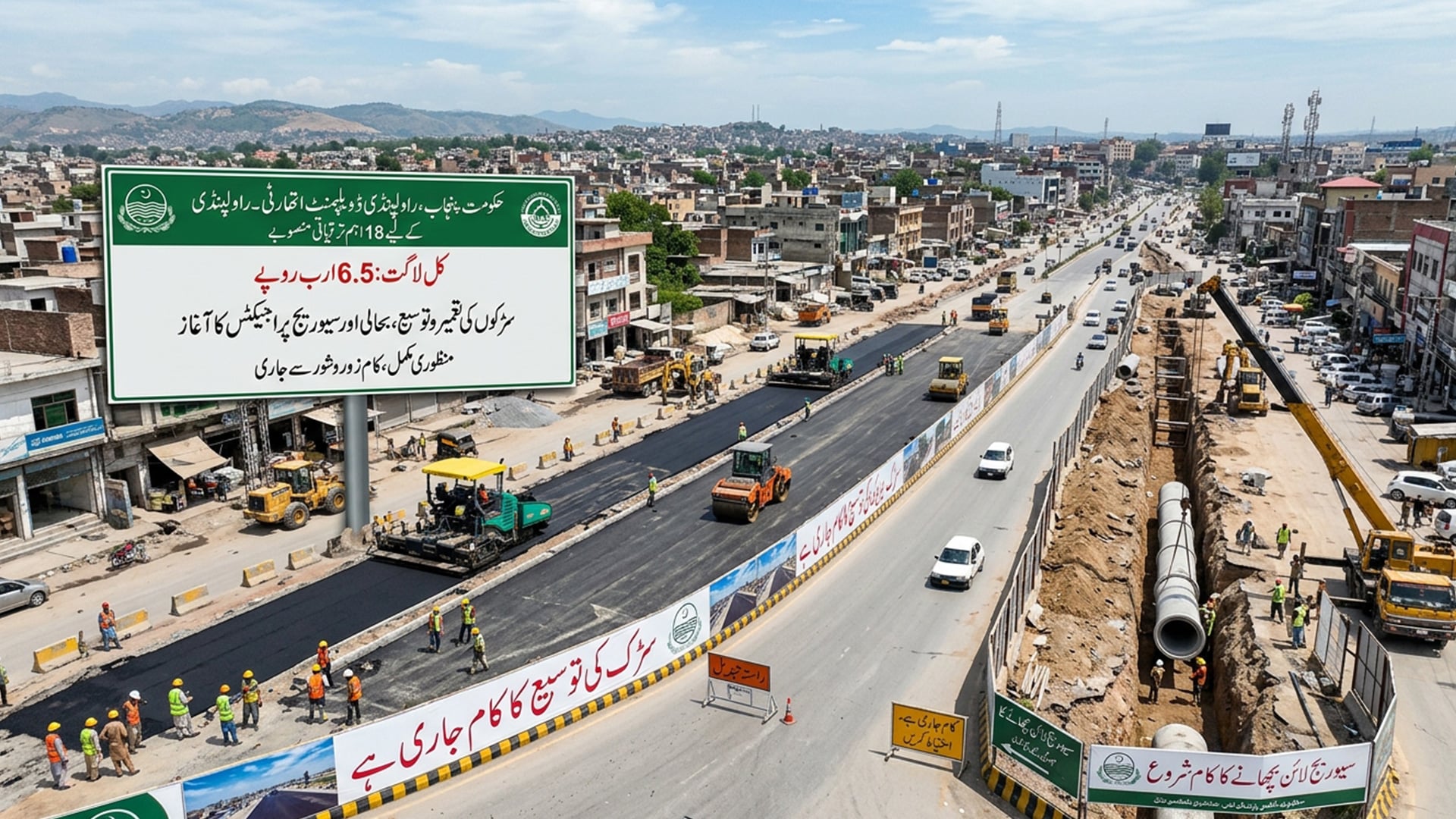 راولپنڈی کے لیے 18 ترقیاتی منصوبے منظور، سڑکوں کی تعمیر و توسیع اور سیوریج پراجیکٹس پر کام کا آغاز