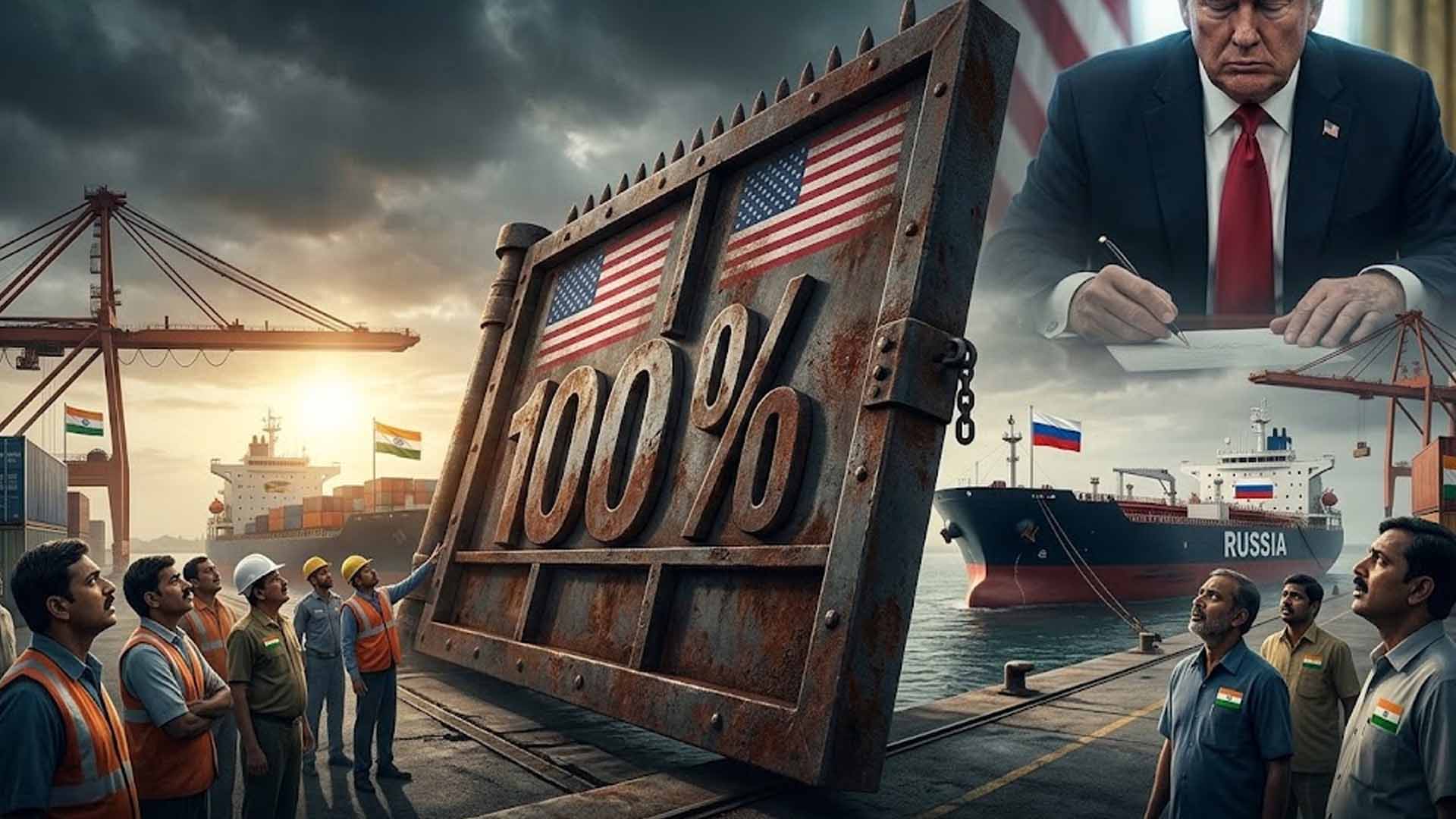 ٹرمپ کی نئی پالیسی، روسی تیل خریدنے پربھارت کو 100 فیصد امریکی ٹیرف کا سامنا