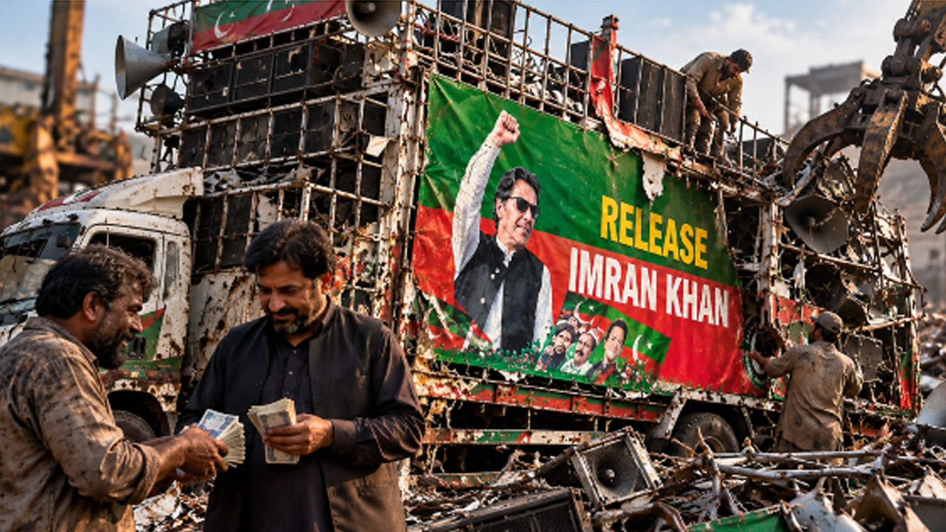 بھاگتے چور کی لنگوٹی ہی سہی ، پی ٹی آئی والے عمران خان کی رہائی والا کنٹینر  کباڑی  کو بیچ کر پیسے کھا گئے