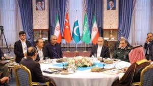 تہران میں چار ملکی اجلاس، پاکستان، ایران، ترکیہ اور سعودی عرب کا علاقائی امن و سلامتی کے لیے مشاورت جاری رکھنے پر اتفاق