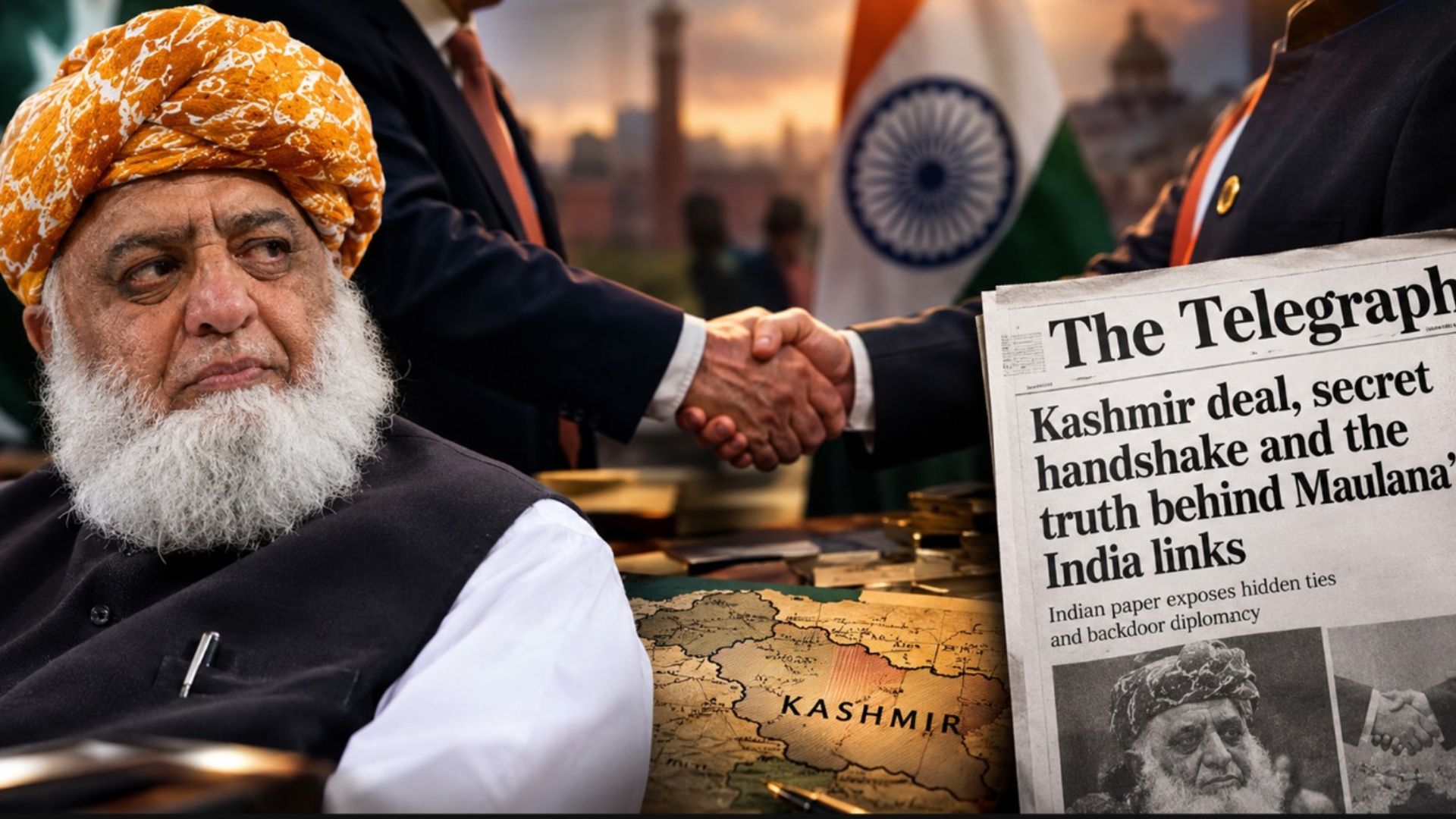 مولانا کی کشمیر کا سودا اور  بھارت سے ہاتھ ملانے کی باریک واردات پکڑی گئی، بھارتی اخبار دی ٹیلی گراف نےکچا چٹھا  کھول دیا