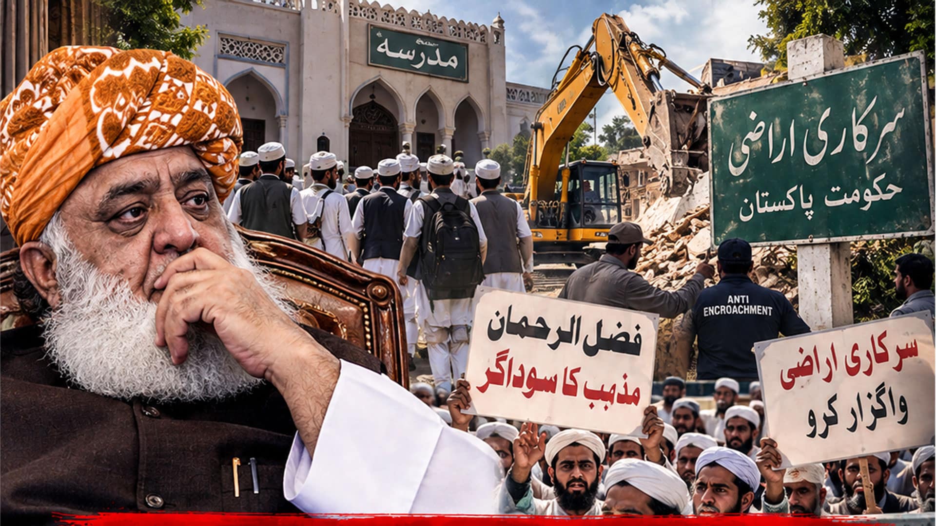 مذہبی حلقوں نے فضل الرحمان کو مذہب کا سوداگر قرار دے دیا، مدارس اور دفاتر کے لیے استعمال ہونے والی سرکاری اراضی واگزار کرانے کا مطالبہ زور پکڑ گیا