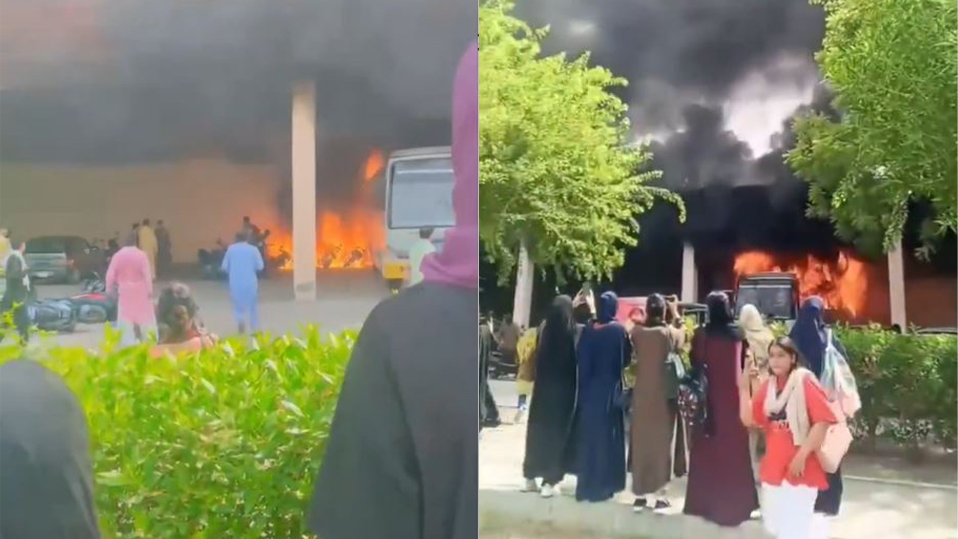 ’گورنمنٹ کالج ویمن یونیورسٹی فیصل آباد‘ میں ’الیکٹرک اسکوٹی‘ کی بیٹری پھٹ گئی، یونیورسٹی بس اور 7 اسکوٹیاں جل کر خاکستر