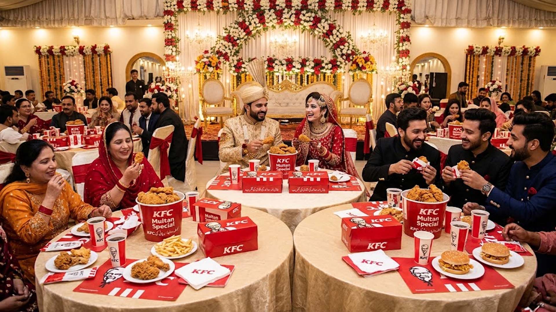 شادی میں بریانی قورمے کی جگہ کے ایف سی کی دعوت