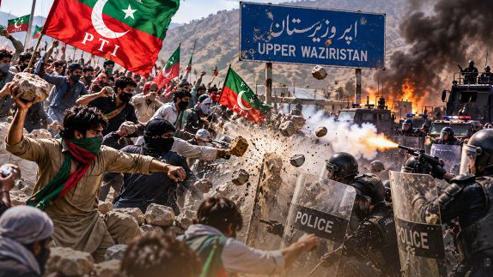اپر وزیرستان میں لانگ مارچ نے پرتشدد روپ دھار لیا، پی ٹی آئی کے انتشاریوں کا پولیس پر حملہ، پتھراؤ اور سیدھی فائرنگ