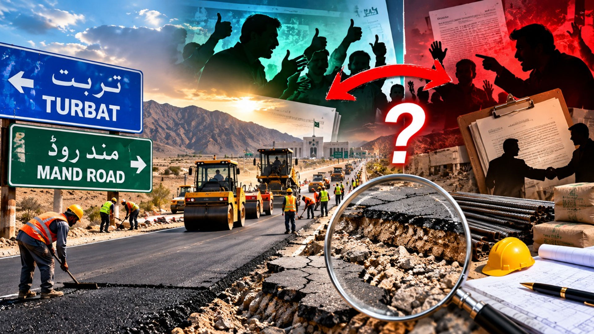 پہلے تعریفیں، اب تنقید؛  تربت، مند روڈ پر اچانک مؤقف تبدیل کیوں ہوا؟ اصل تنازع تعمیراتی معیار ہے یا ٹھیکوں کی تقسیم؟ حقائق کھل گئے