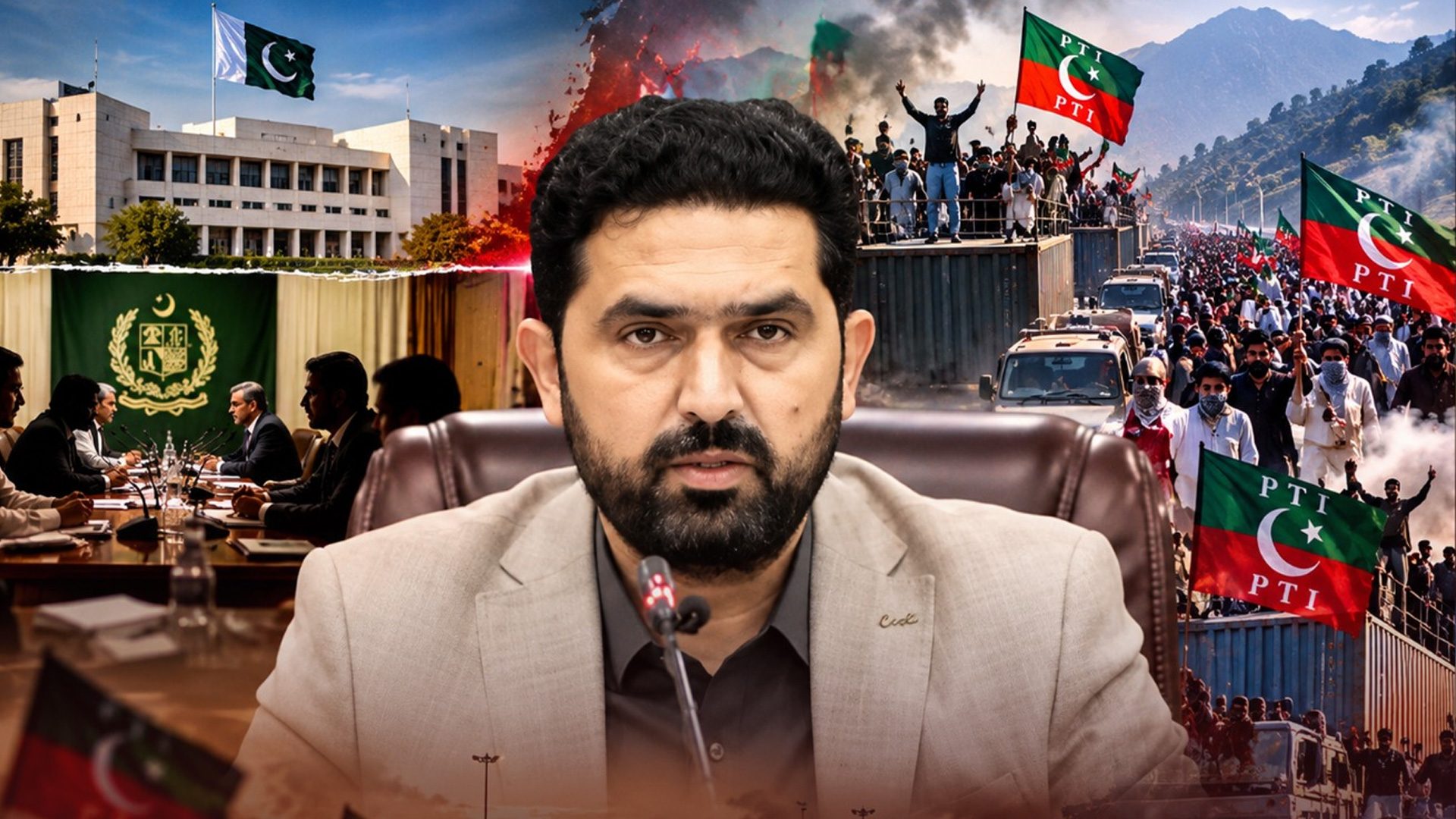 انتشار، بدامنی، شر پسندی سہیل آفریدی کا وطیرہ بن گیا، حکومتی اور پی ٹی آئی وفد کے مذاکرات کے دوران ہی وزیراعلیٰ کے پی کا احتجاجی لانگ مارچ شروع کرنے کا اعلان
